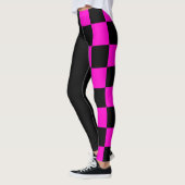 Halve en halve zwarte en Roze cheques Leggings (Links)