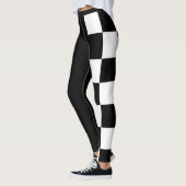 Halve en halve zwarte en witte chequker leggings (Links)