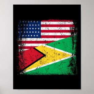 Halve Guyaanse Vlag Vintage Guyana VS Poster