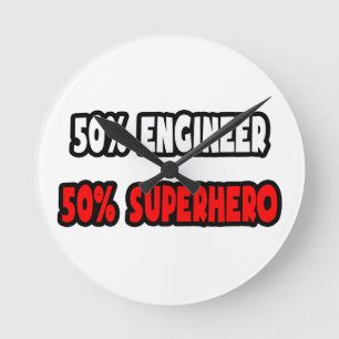 Halve ingenieur ... Half superheld Ronde Klok