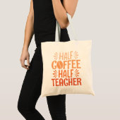 Halve koffie halve leraar tote bag (Voorkant (product))
