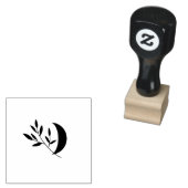 Halve maan & blad Modern minimalistisch Rubberstempel (Gestempeld)