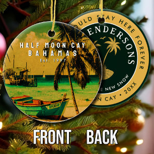 Halve Maan Cay Bahama's  Zonsondergang Vakantie ja Keramisch Ornament