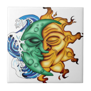 Halve maan halve zon tegeltje