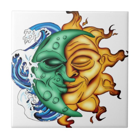 Halve maan halve zon tegeltje (Voorkant)