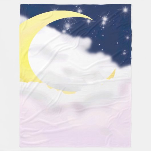 Halve Maan in Zachte Wolken Vliesdeken Fleece Deken (Voorkant)