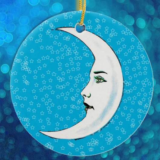 halve maan witte vlek witte sterren keramisch ornament