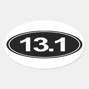 Halve marathon 13.1 ovaal sticker (zwart)