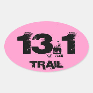 Halve Marathon 13.1 Trail Ovaal Decal Zwart Op Roz Ovale Sticker
