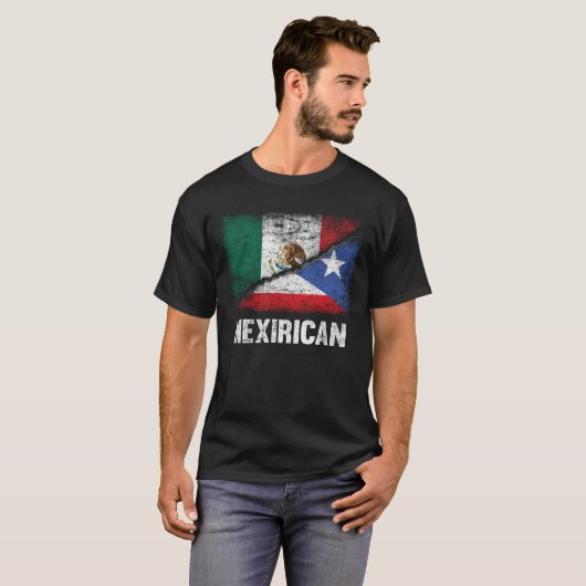 Halve Mexicaanse Puerto Ricaanse vlag Mexicaans T-shirt (Voorkant volledig)