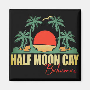 Halve Moon Cay Bahamas Retro  80s palmboom Magneet