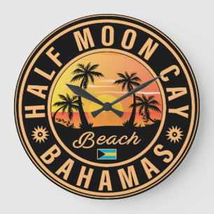 Halve Moon Cay Bahamas Retro Sunset Vacation 60s Grote Klok