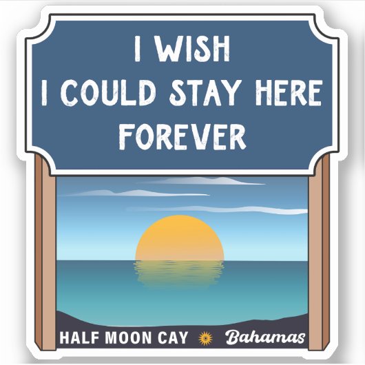 Halve Moon Cay Bahamas Retro Sunset Vacation 60s Sticker (Voorkant)