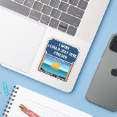 Halve Moon Cay Bahamas Retro Sunset Vacation 60s Sticker (Laptop met iPhone)