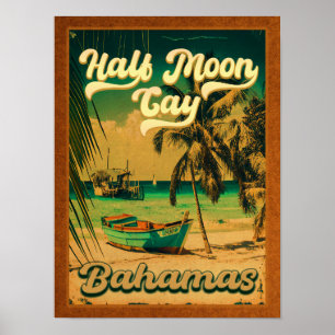 Halve Moon Cay Bahamas Retro  Vacatie 60 s Poster