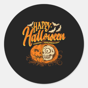 Halve pompoen schedel Halloween Horror Spooky Nigh Ronde Sticker