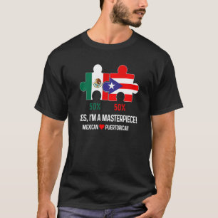 Halve Puerto Ricaanse halve Mexicaanse vlag Gemeng T-shirt