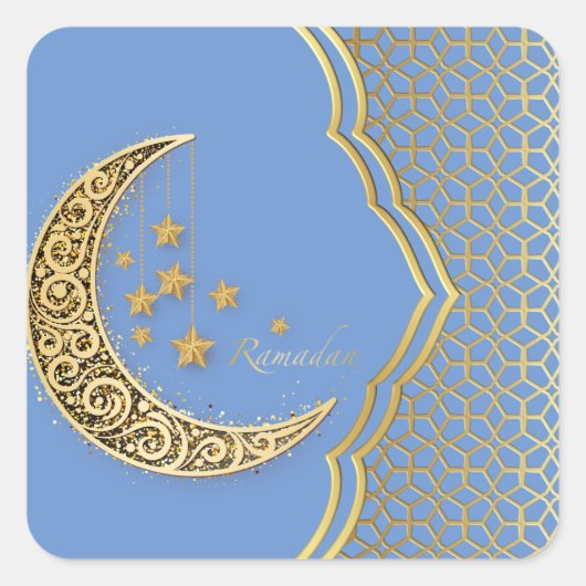 Halve ramadan vierkante sticker (Voorkant)