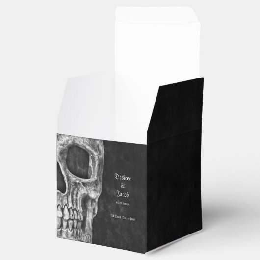 Halve schedel gotische zwart-wit bruiloft bedankdoosjes (Geopend)