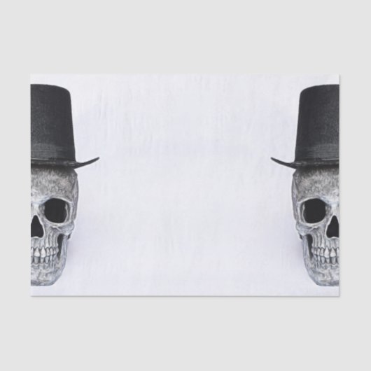 Halve schedel met zwarte bovenlaag en witte gothie tissuepapier (Voorkant)