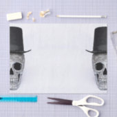 Halve schedel met zwarte bovenlaag en witte gothie tissuepapier (Craft)