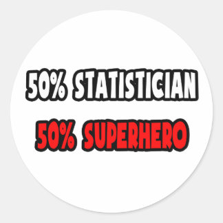 Halve statisticus... Halve superheld Ronde Sticker