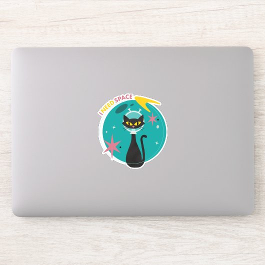 Halve zwarte kat: "Ik heb ruimte nodig" Sticker (Computer)