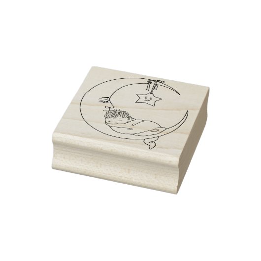 Halvemaan met Baby Rubberstempel (Stempel)