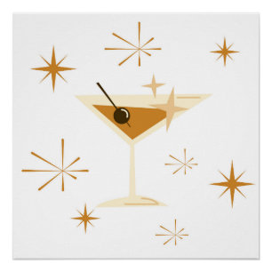 Halverwege de eeuw Atomic Martini Art Print Perfect Poster