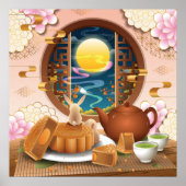 Halverwege de herfst Konijn, Mooncake, Tea Poster (Voorkant)