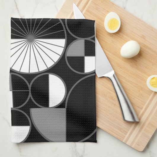 Halves zwart grijs theedoek (Quarter Fold)