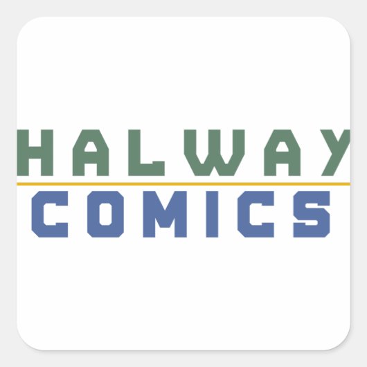 Halway Comics goud Vierkante Sticker (Voorkant)