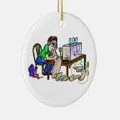 Ham Copying Message Kerstannament Keramisch Ornament (Rechts)