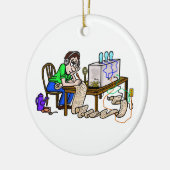 Ham Copying Message Kerstannament Keramisch Ornament (Links)