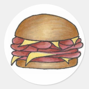 Ham en Cheddar Sandwich Lunch Food Foodie Ronde Sticker