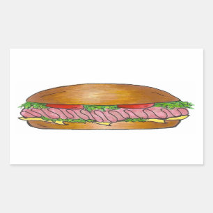 Ham en Cheese Hoagie Grinder Hero Sub Sandwich Rechthoekige Sticker