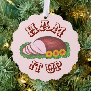 Ham it Up Pink Glazed Paaskerfeestdag Ornament Kaart