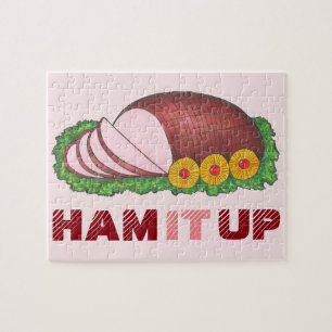 HAM IT UP Pink Holiday Ham Funky Puzzle de Noël