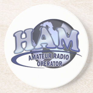 HAM LOGO BLUE AMATEUR RADIOOPERATOR ZANDSTEEN ONDERZETTER