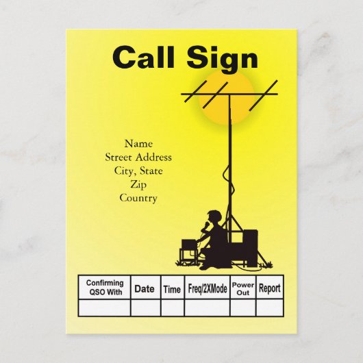 Ham Operator Outdoor Silhouette QSL-kaart Briefkaart (Voorkant)