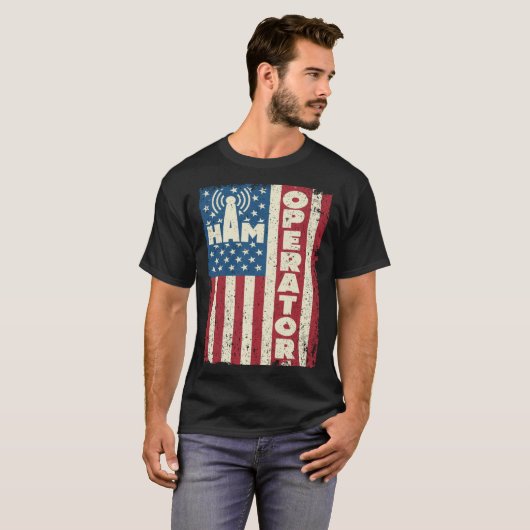Ham Operator US Flag -Amerika Radio 1 T-shirt (Voorkant volledig)
