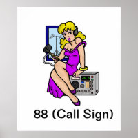 Ham Radio Blonde Pin-up Girl Poster Customisez-Le!