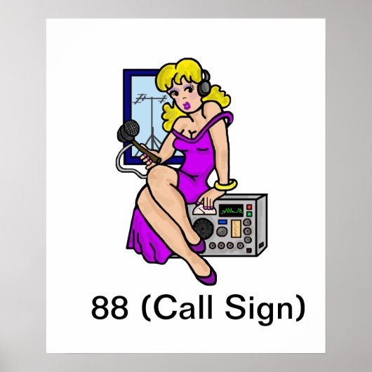 Ham Radio Blonde Pin-up Girl Poster past het aan! (Voorkant)