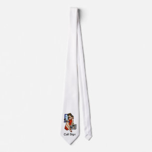 Ham Radio Brunette Pin-up Girl Necktie Customize Stropdas