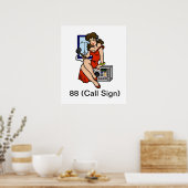 Ham Radio Brunette Pin-up Girl Poster Customiser I (Cuisine)