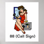 Ham Radio Brunette Pin-up Girl Poster Customiser I (Devant)