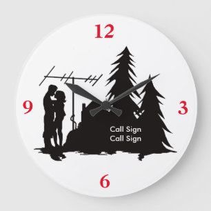 Ham Radio Couple Silhouette Wall Clock Grote Klok
