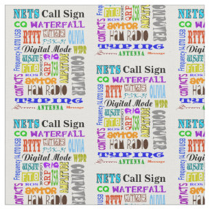 Ham Radio Digital Mode Word Collage Fabric Stof