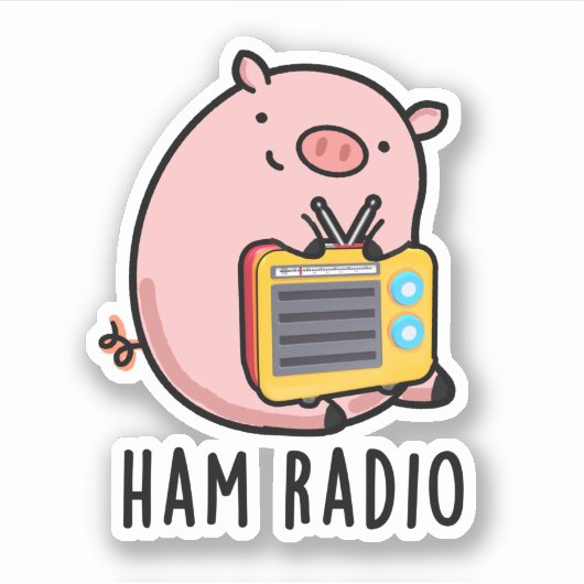 Ham Radio Funny Pig Pun Sticker (Voorkant)