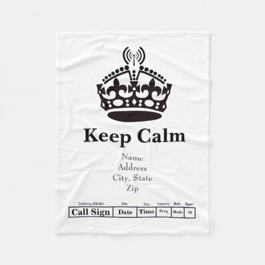 Ham Radio Keep Calm QSL-kaartventilator Fleece Deken (Voorkant)